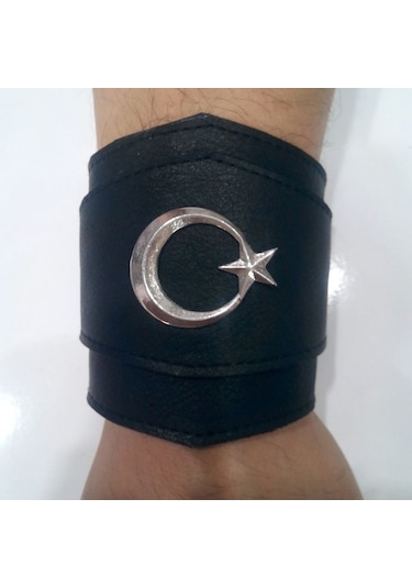 Hakiki Dana Derisi Ay Yıldız Bileklik Beyaz