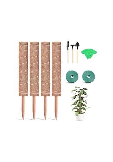 Singree 4 Adet Uzatılabilir Hindistan Cevizi Lifli Bitki Destek Çubuğu - Monstera Ve Tırmanıcı Bitkiler İçin Dayanıklı Bahçe Aksesuarı