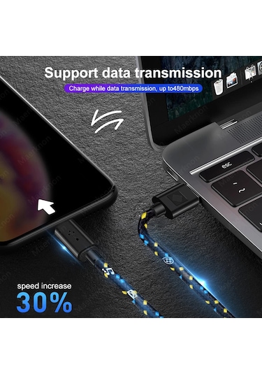 Mikro Usb Kablosu 2.4a Hızlı Şarj Cep Telefonu Şarj Tarih Kablosu Samsung Uyumlu Red Micro Usb 0.5m Diğer