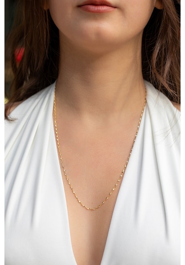 Cenova Kuyumculuk 14 Ayar Altın Kadın Kıvrımlı Singapur Zincir Kolye 1.60 Mm