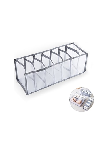 Hombey 7 Bölmeli Gri Pantolon Çantası Organizörü - Nylon Ağızlı, Havalandırmalı, Uzay Tasarruflu, Yıkabilir Ve Katlanabilir Şeffaf