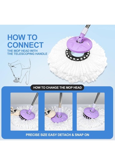 Ximistore9 3 Adet 16cm Mikrofiber Döner Mop Başkanı - 360 Derece Temizleme, Tüm Yüzeyler İçin Uygun, Yıkama Kolay Beyaz