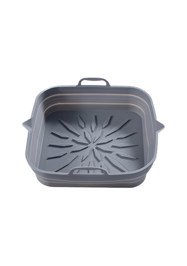 Novahub Gri Silikon Hava Fritöz Pot Kare Şekilli Hava Fritözler Fırın Pişirme Tepsisi Yapışmaz Yüksek Sıcaklığa Dayanıklı Çok Amaçlı Mutfak Aracı Gri Gri
