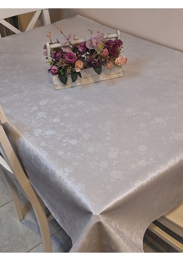 Elyaflı Pvc Muşamba - Desenli Silinebilir Masa Örtüsü Gri Fnt500653 Gri