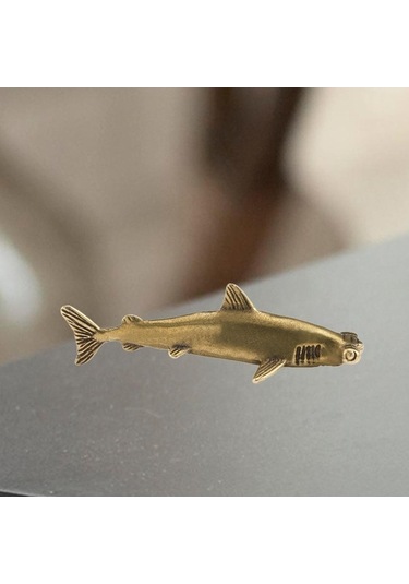 Pazly Yemek Üstü Suntek Pirinç Masa Köpekbalığı Heykeli Evi Çay 5.9cmx1.6cm Un 5.9cmx1.6cm