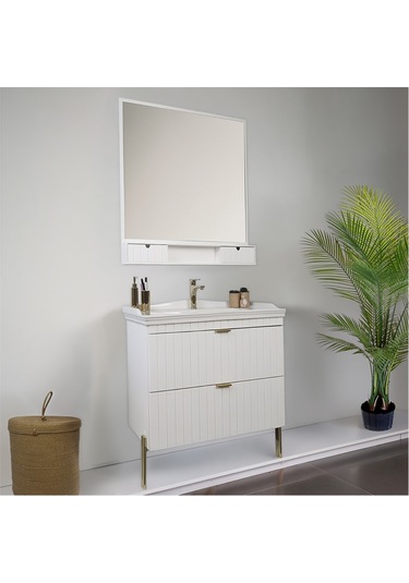 Kobos Noble 80 Cm Banyo Dolabı Seti Bianco Beyaz