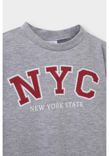 Defacto Erkek Bebek Bisiklet Yaka Baskılı Kısa Kollu Tişört E1124a525smgr396 Gri