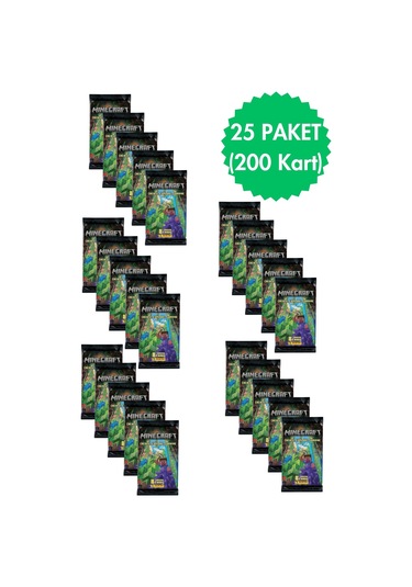 Toyika Panini Lisanslı Minecraft Koleksiyon Trading Cards 8li X 25 Paket