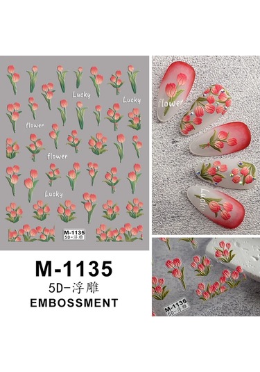 Nail Art Etiketler Çıkartmaları 5d Kabartmalı Kendinden Yapışkanlı Karikatür Çiçek Kelebek Yıldız Tırnak Çıkartmaları Gun Color