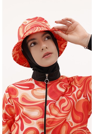 Desenli Bucket Şapka Rş-113 Pera Turuncu Turuncu