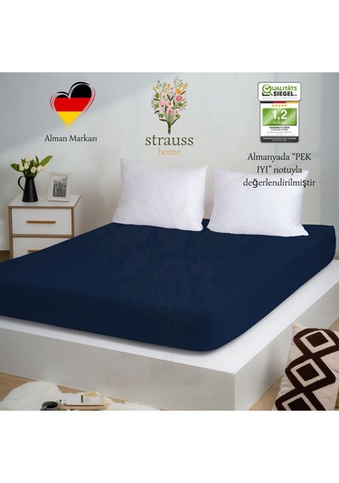 Home Premium Lastikli Çarşaf %100 Pamuk Tek Kişilik / Çift Kişilik Özel Penye Oeko-tex Lacivert / Navy