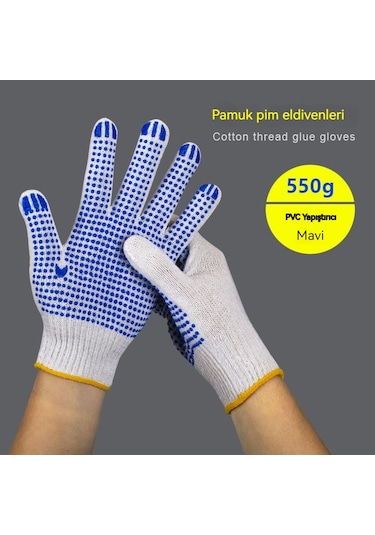 Boncuk Koruyucu Eldivenler İş Koruma Eldivenleri Mavi