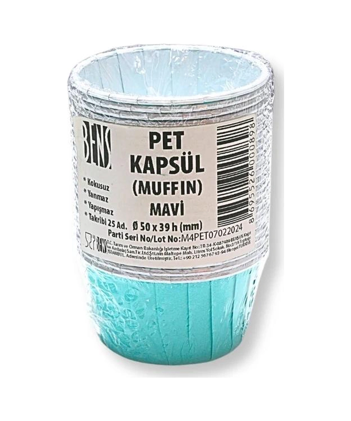 Kek Kağıdı Kapsül Pet Mavi 25 Li Mavi