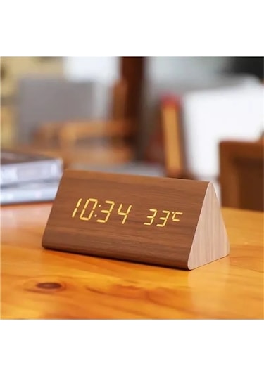 Trendooze Usb/aaa Sıcaklık Ses Saat Saat Led Kontrolü Dijital Cb Çalar Ahşap Eu