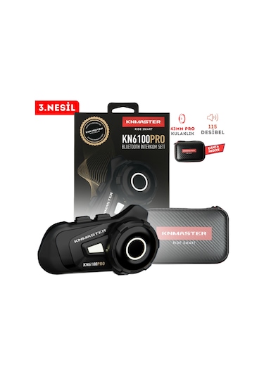 Knmaster Kn6100 Pro Motosiklet Kask İnterkom Bluetooth Intercom Seti Siyah (3.Nesil)