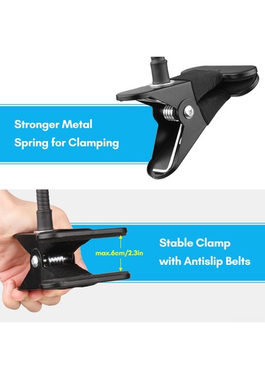 Mufunye Masa Üstü Klemli Esnek Boru Stant, 72cm Uzunluk, 1/4 Vida Bağlantısı, 1kg Yük Kapasitesi, Web Kamerası, Telefon, Küçük Led Işık İçin