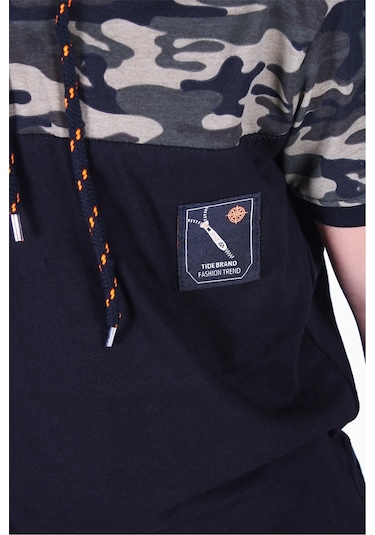 Kamuflaj Desenli Kapşonlu Haki Erkek Çocuk T-shirt Haki