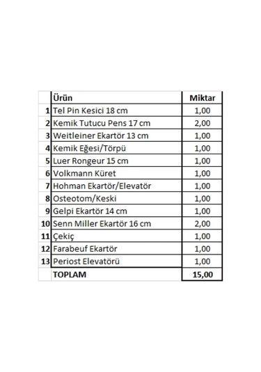15 Parça Ortopedi Setı