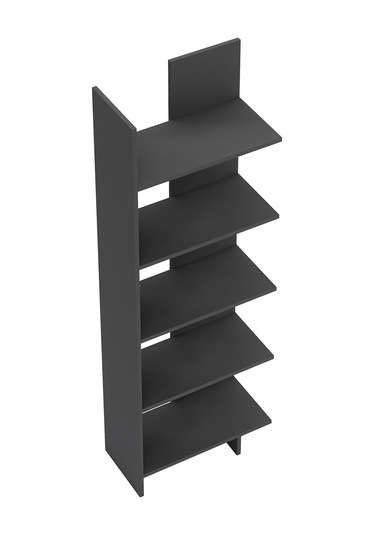 Asimetrik Beş Raflı Kitaplık Antrasit Gri