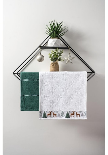 EnderHome 30 x 50 CM Yılbaşı Temalı Havlu Seti 2'li Çok Renkli