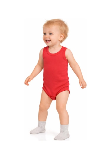 Civil Baby 3'lü Karışık Renk 3-36 Ay Çıtçıtlı Badi - Kırmızı