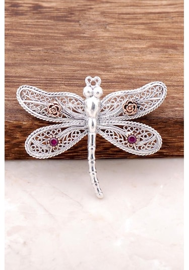 Telkari İşlemeli Elişi Gümüş Yusufçuk Broş 311