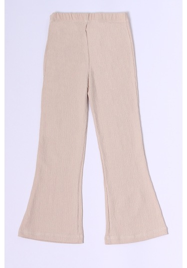 Kız Çocuk Tayt İspanyol Paça Karakter Nakışlı F15 Bej