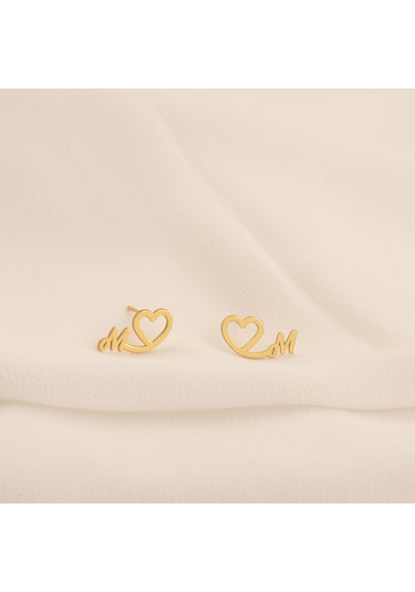 Dkmn Gümüş Kalpli Harf Küpe