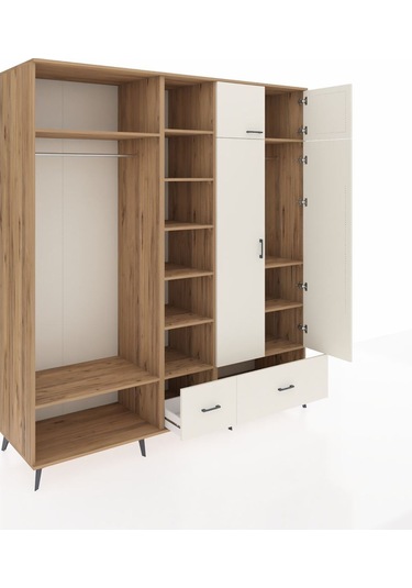 Kronos Dolap 12 Raflı 2 Çekmeceli 2 Askılı 220x59x243 Çam-aytaşı/aytaşı Aytası/aytası