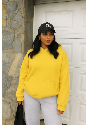 Unisex Düz Renk Sweatshirt Sari