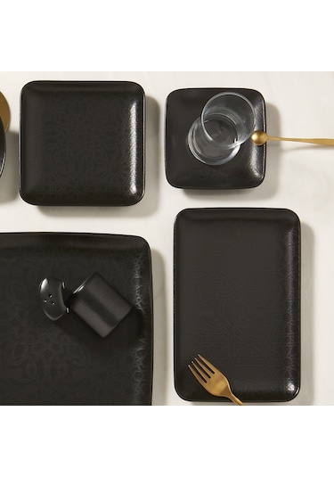 GÜRAL KANSAS 33 PARÇA 6 KİŞİLİK KARE BONE KAHVALTI TAKIMI - 515 Siyah
