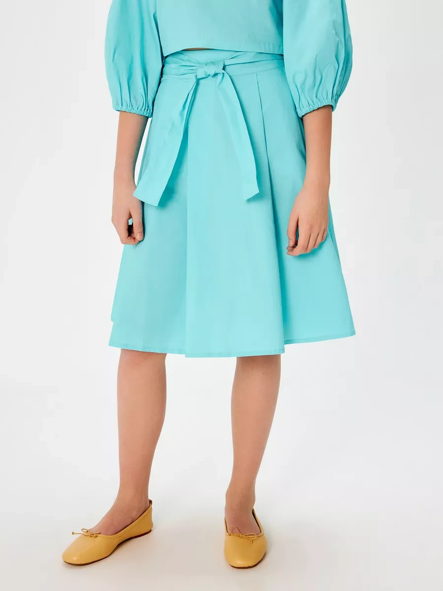 Acoola Kıvrımlı Kemerli Uzun Şık Etek 215004008 Turkuaz