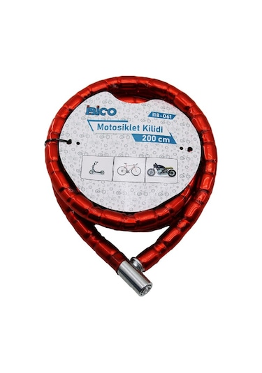 Kırmızı Motor Bisiklet Kilidi 22 Mm X 200 Cm Kırmızı