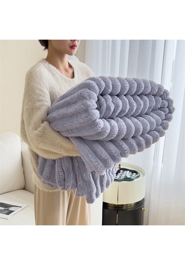 Tavşan Yünü Battaniyesi: Flanel Ofis Araç Küçük Battaniye-mor 200 150 Mor