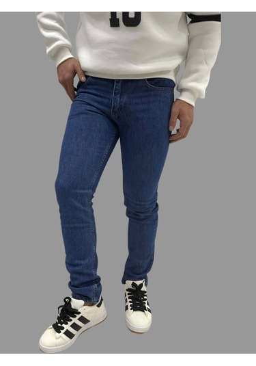 Erkek Dar Paça Düz Newone Koyu Mavi Kot Pantolon Koyu Mavi