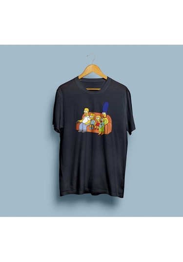 Oversize The Simpson Aile Tasarım Unisex T-shirt Siyah