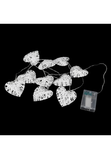 Springsun 2.5m 10 Adet Kalp Şekilli Rattan Işıklı Zincir - Doğal Malzeme, Ev Dekorasyonu, Parti & Düğün Pil Hariç Diğer