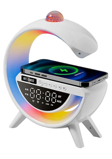 Beemen Masaüstü Led Rgb Gece Lambası Dijital Saat Bluetooth Hoparlör