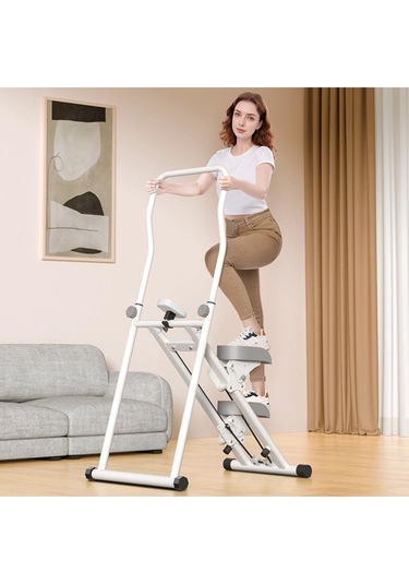 Katlanabilir Dikey Tırmanma Aleti Yeni Versiyon Beyaz Renk Egzersiz Cihazı