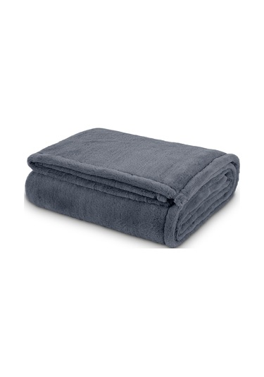 Pufina Tek Kişilik Tavşan Tüyü Dokulu Peluş Battaniye & Yatak Örtüsü 150x220 Antrasit