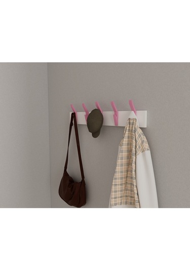 Hepsi3boyutlu Modern Duvar & Kapı Kanca Askılık - 5 Adet Pembe Kanca Askılık - Model No : 3 Pembe