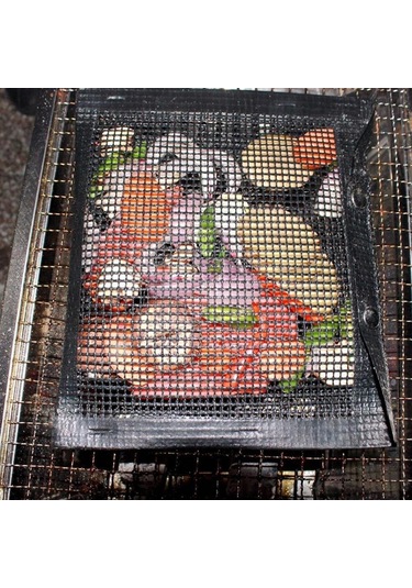 Homyl Açık Barbekü Izgara Örgü Çanta Yapışmaz Isıya S Siyah