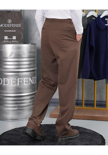 Modefendi Baggy Kesim Pile Detaylı Kumaş Pantolon Kahverengi