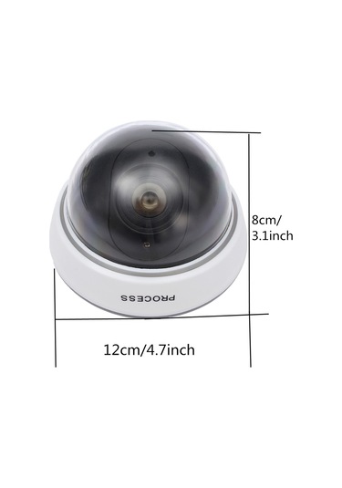 Geeksen Beyaz Yarı Küre Sahte Güvenlik Kamerası, Parlak Kırmızı Işık, Dış/iç Kullanım, Pil Gerektirir Pil Dahil Değil , 1 Adet