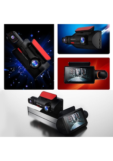 Mufunye 1080p Dvr Dash Kamera Ön Ve İç Çift Kamera Araba Dash Kamerası 3 İnç Ips Ekran Gece Görüşlü Sürüş Kaydedici 170 Geniş Açı G-sensör Park Monitörü Döngü Kaydı