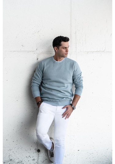 SLİMFİT SIFIR YAKA BASİC 3 İPLİK ERKEK SWEATSHİRT