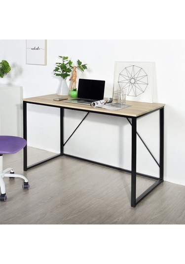 Bodd Metal Ayaklı Doğal Ahşap Çalışma Masası Siyah