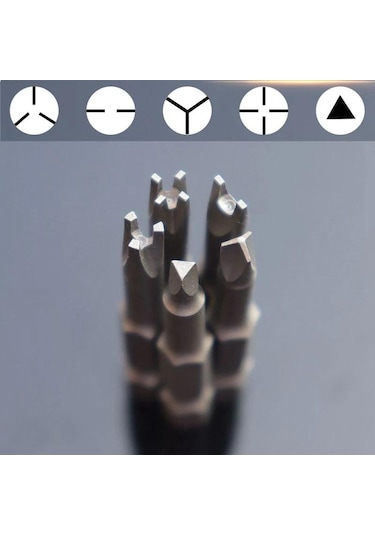 5 Adet Özel Şekilli Tornavida Seti 50mm U Şeklinde Y Tipi Üçgen İç Çapraz Üç Noktalı Tornavida Bit Aracı
