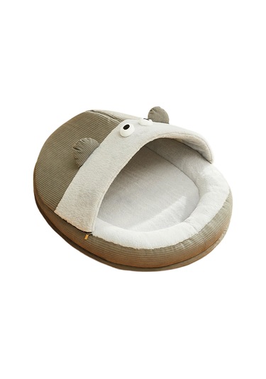 Homyl Pet Mağara Yatağı Yıkanabilir Sıcak Kulübe L-gri