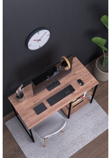 Atlas 120 Cm Raflı Çalışma Masası Bilgisayar Masası Ofis Ders Masası Atlantik Çam